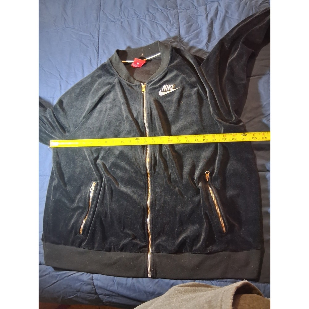 Vintage Y2K Nike Women's Charcoal Black Sportswear Velour Track Jacket Sz 2XL - Picture 2 of 6